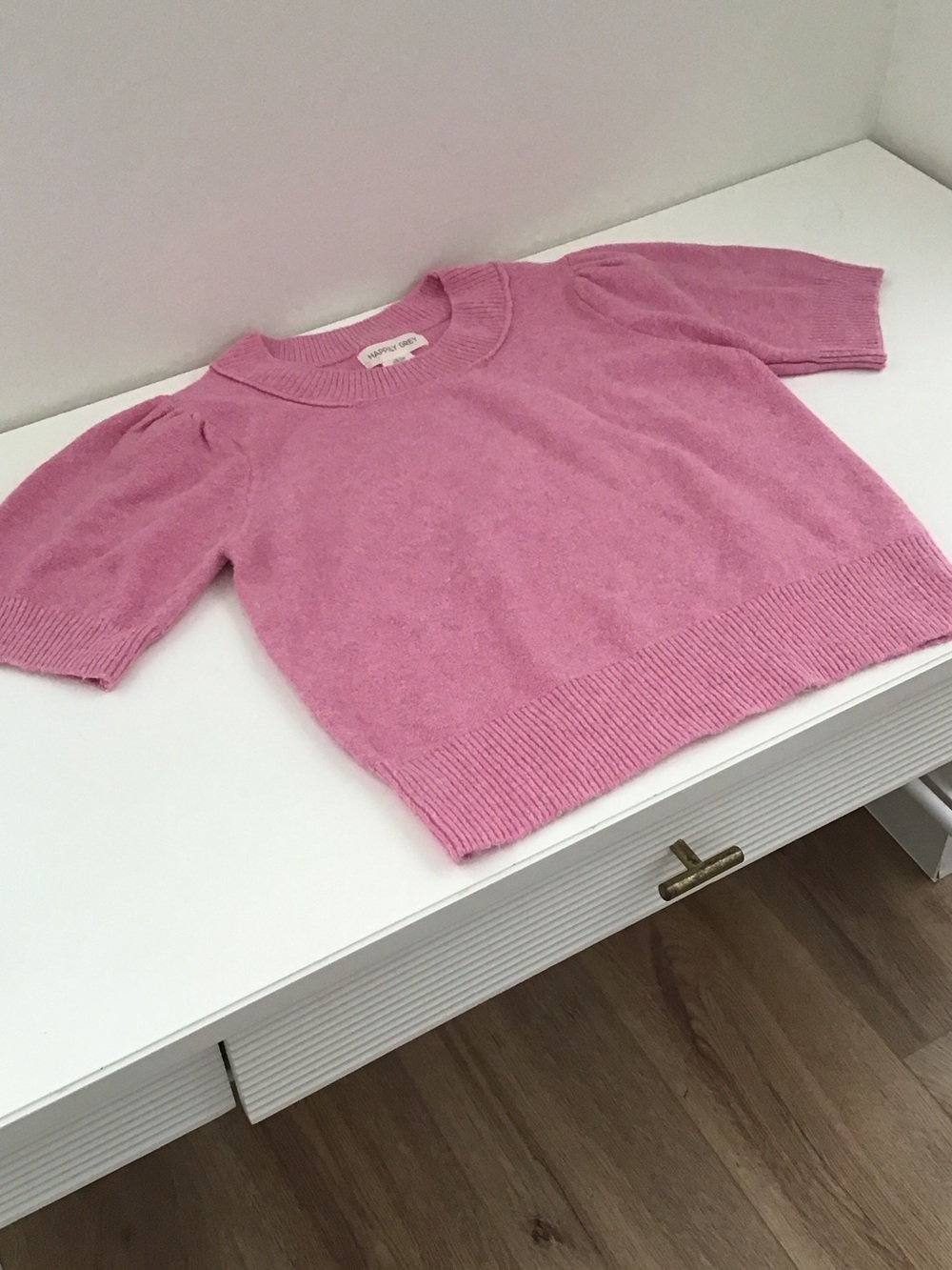 Happily Grey short-sleeve knit pullover sweater pink